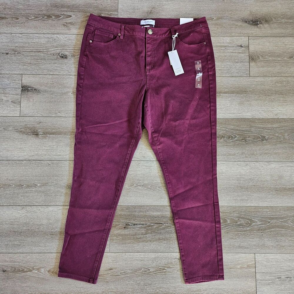 Lane Bryant Ultimate Stretch Skinny High Rise Jeans Maroon Plus Size 20L NWT